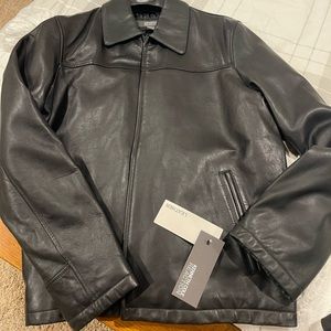 Mens leather coat new with tags size Large Kenneth Cole brand